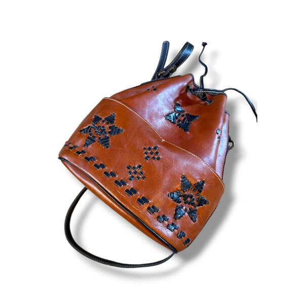 Patricia Nash Brindisi Leather Bucket Bag Western Boho Stitching Handbag main image 5